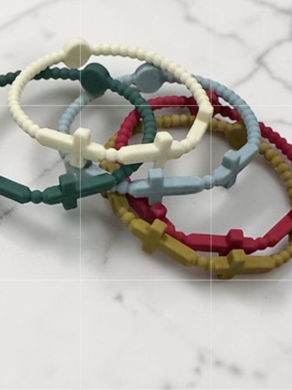 Plunder Design Silicone Multicolored Cross Stretch Bracelets - Picture 4 of 4